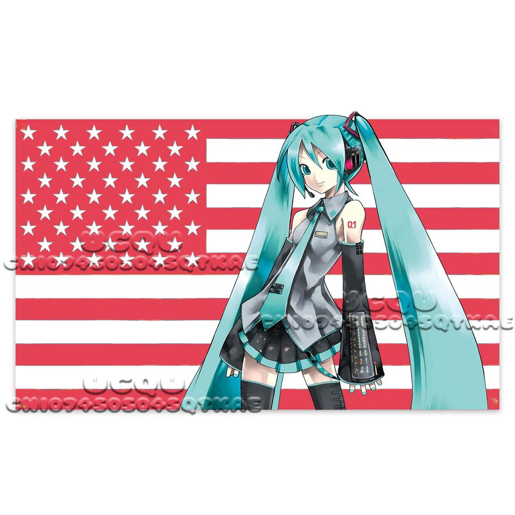 Anime Hatsune Miku Tapiserie Tapiserie s americkou vlajkou Dekorace pozadí Kolej Postel Tapiserie Obývací pokoj Tkanina na pozadí pohovky