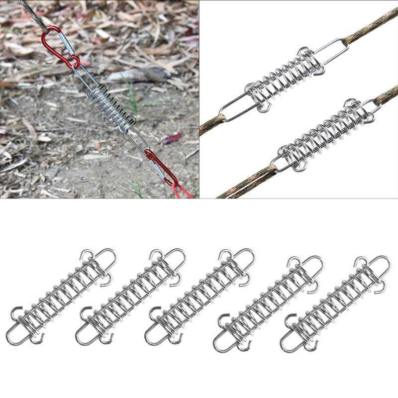 Outdoor Tent Spring Elastic Buckle Stainless Steel Camping Tent Windproof Rope Buckle Ground Fixing Buckle