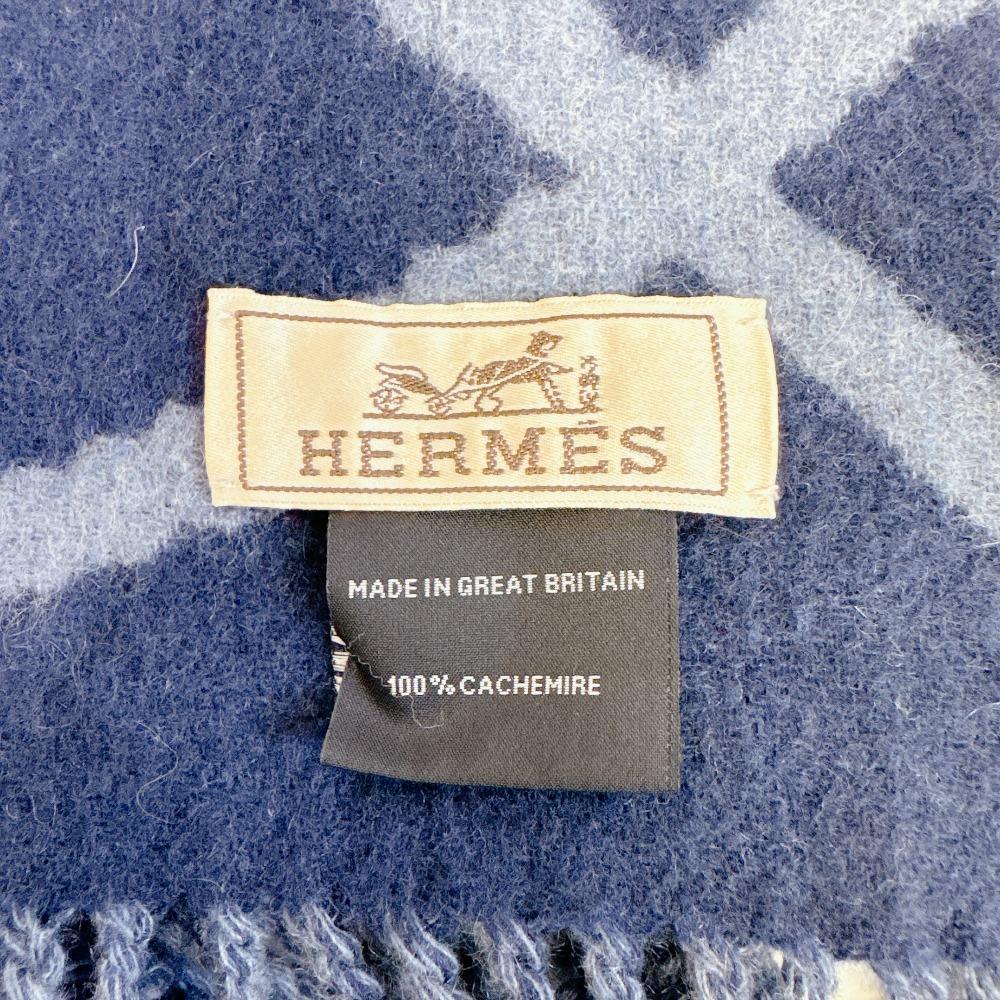 HERMES cashmere Click crack Scarf Navy cashmere Used