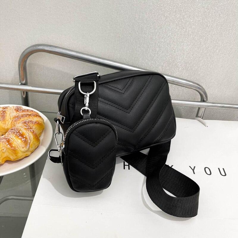 Women'S Bag Simple Embroidered Thread Single Shoulder Bag Fashion Crossbody Pu Soft Leather Texture Retro Middle Aged Mom'S Bag