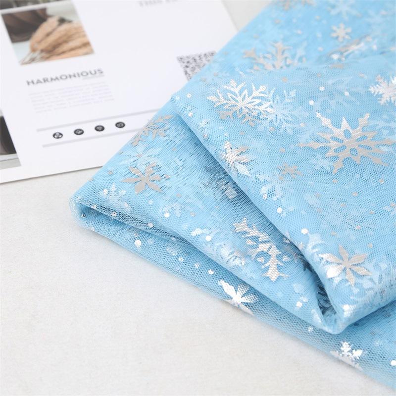Polyester Fabric Snowflake Pattern Printed Fabric Tulle Fabric 1meter/Lot For Birthday Party Wedding Decor Craft Projects