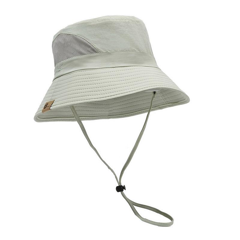 Outdoor sunscreen drawstring bucket hat women's summer quick-drying breathable mountaineering hat men's casual windproof big-brimmed sun hat