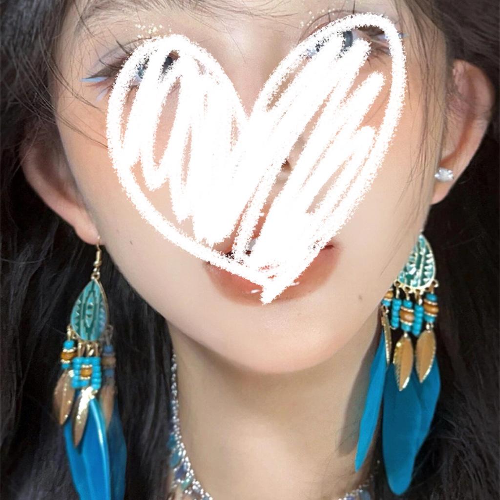 Exotic fringed beaded earrings women s bohemian retro exaggerated long earrings ethnic style personalized earrings