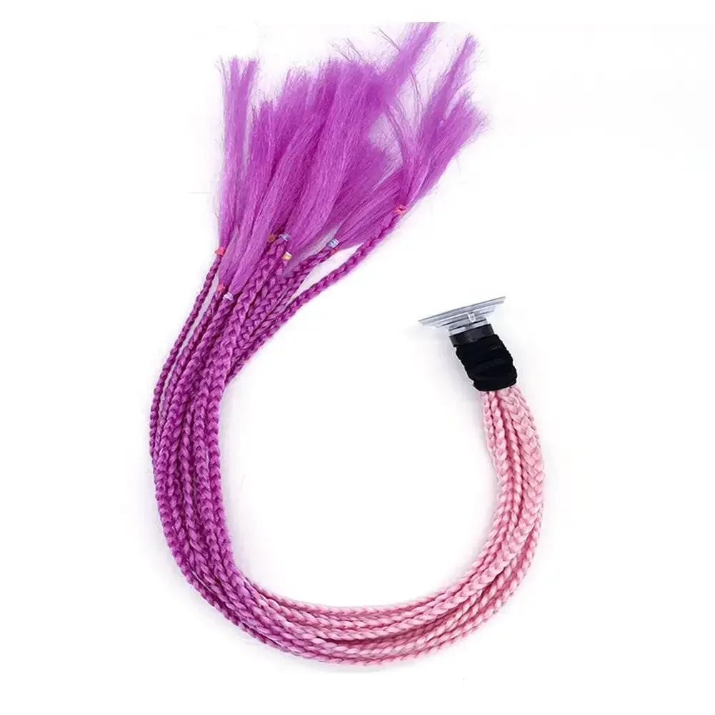 Helmet Dreadlocks Braid For Helmet Motorcycle Dreadlocks Dirty Braid Pigtail Gradient Synthetic Twist Braid Ponytail With Sucker