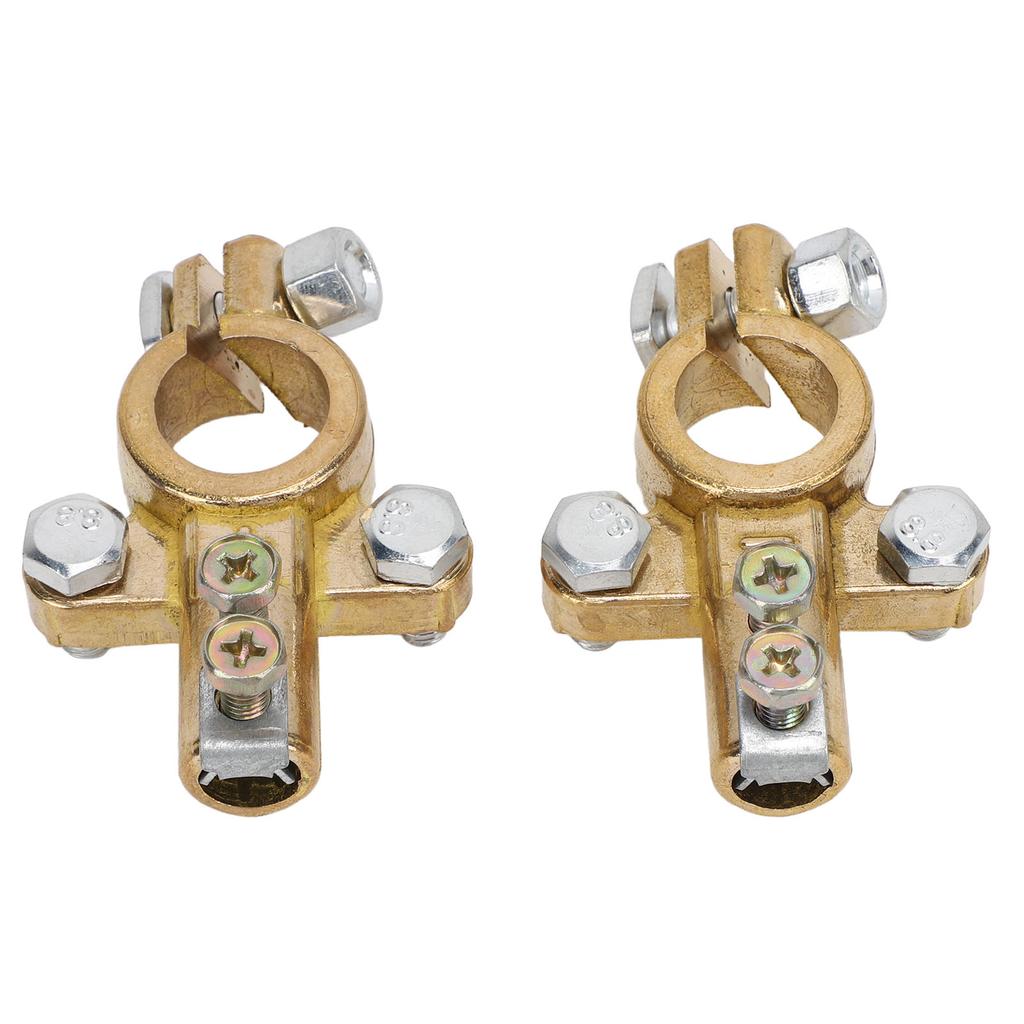 1 Pair Brass Battery Terminal Connectors Positive Negative Battery Terminals Clamp Set for Marine Car Boat RV Vehicles
