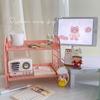 Ins Cute Room Storage Organizer Storage Rack Kawaii 2 Layer Desktop Cosmetic Jewelry Storage Rack Bathroom Rack Storage Shelf