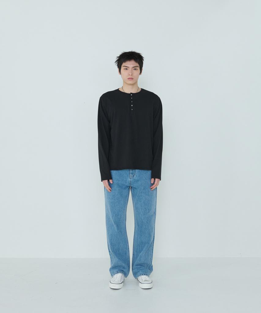 Deossingindeeodeeo Henley Long Sleeve T-Shirt Black