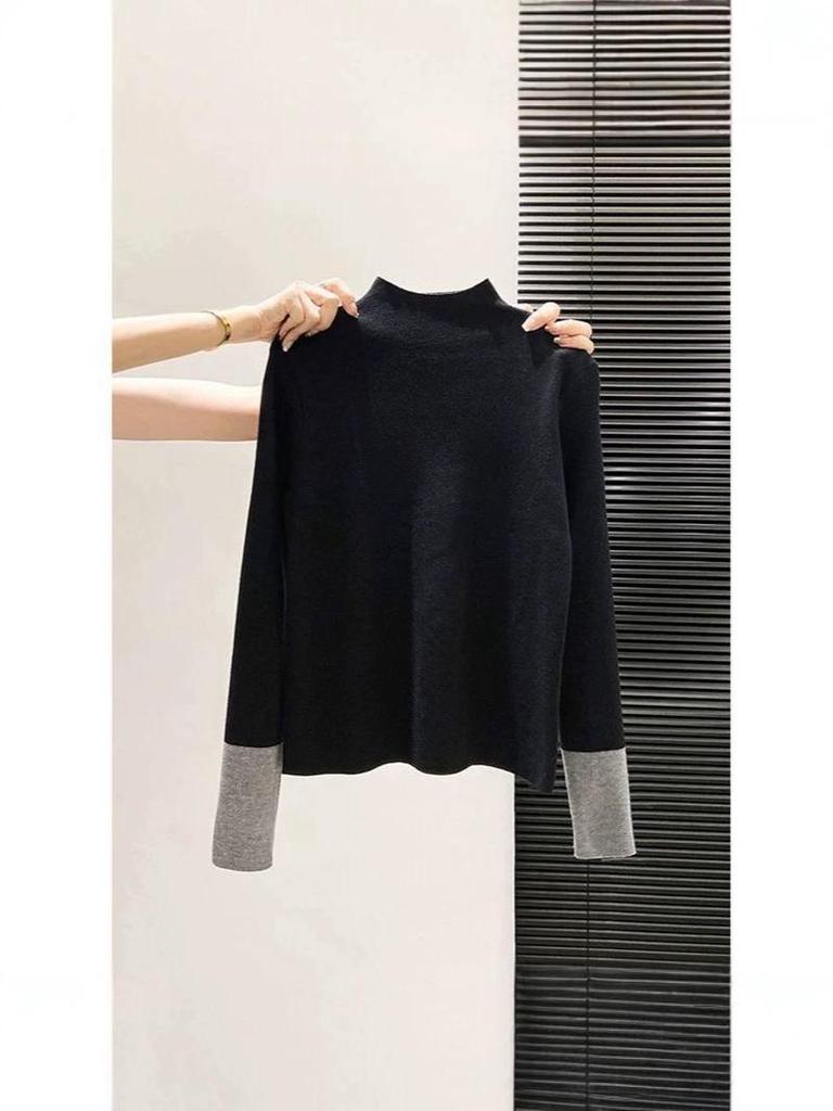 Women's Retro High Neck Knit Sweater: Slimming, Stylish, Elegant Base Layer for Autumn and Winter