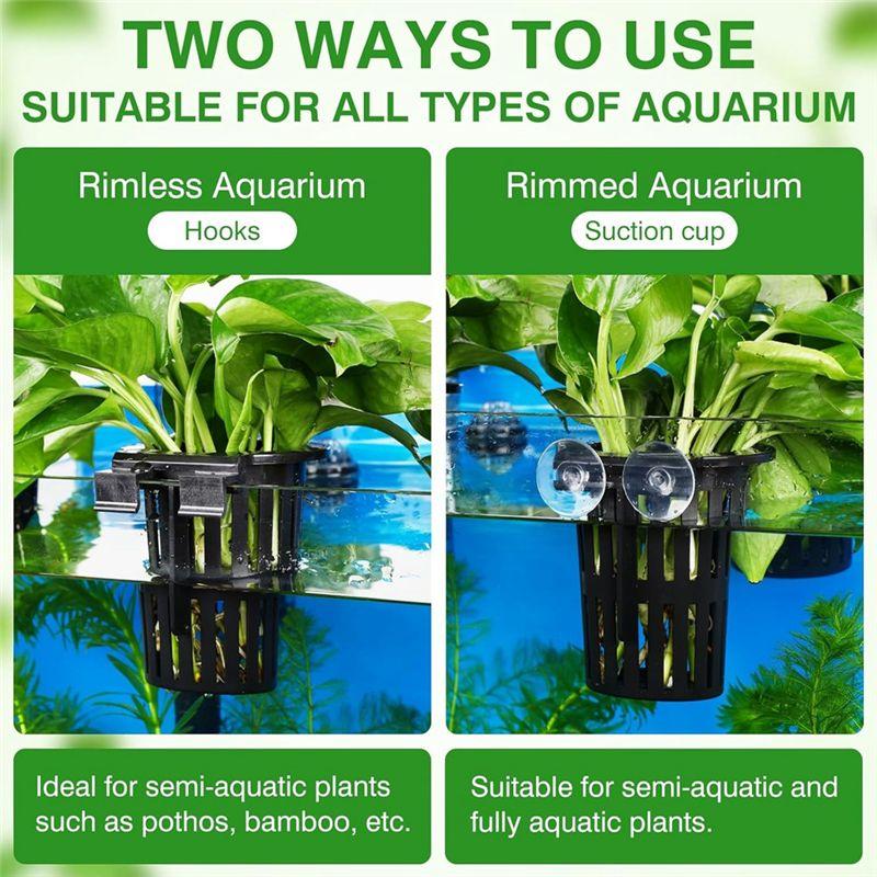 M-Modern-2 Pk Aquarium Plant Holder With 1.57-Inch Extension Hooks And Suction Cups , Suitable For Fish Tank Plant Potting