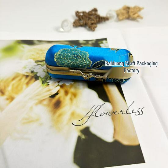 Vintage Brocade Embroidered Lipstick Case with Mirror