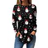 Women's Loose Round Neck Christmas Print Long Sleeve T-Shirt Top Pullover