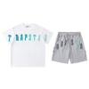 Mens Gradient Letter Embroidered Cotton Tee Shorts Set Streetwear Casual Outfit