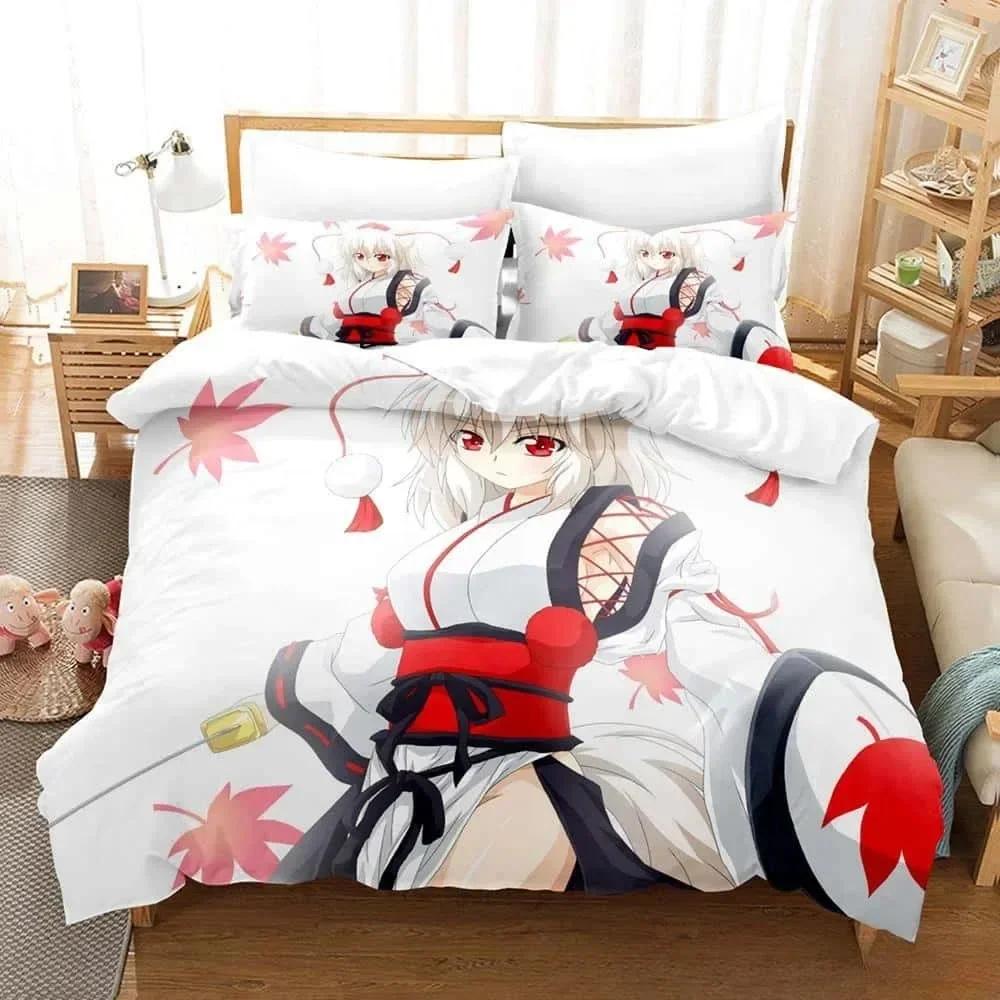 3D Anime Kawaii Girls Momiji Inubashiri Bedding Set Single Twin Full Queen King Size Bed Set Adult Kid Bedroom Duvetcover Sets