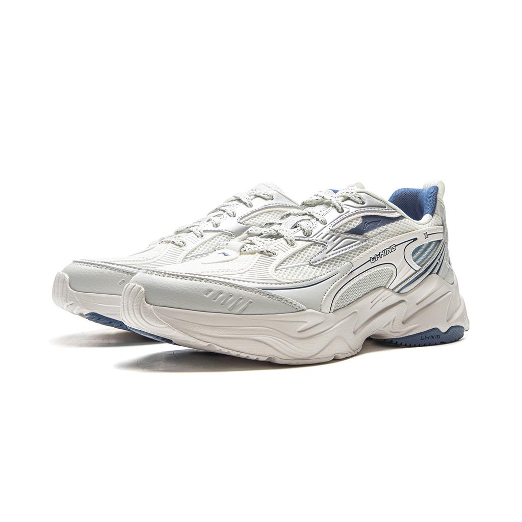 New LiNing Meteor Cushioning, Slip Resistant, Abrasion Resistant Support Low Top Casual Shoes Men's White Gray Silver AGCV357-2