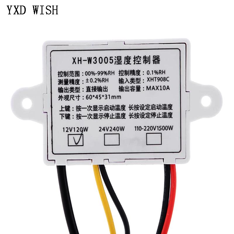 W3005 12V 24V 220V Digital Humidity Controller Instrument Humidity Control Switch XH-W3005 Hygrostat SHT20 Humidity Sensors