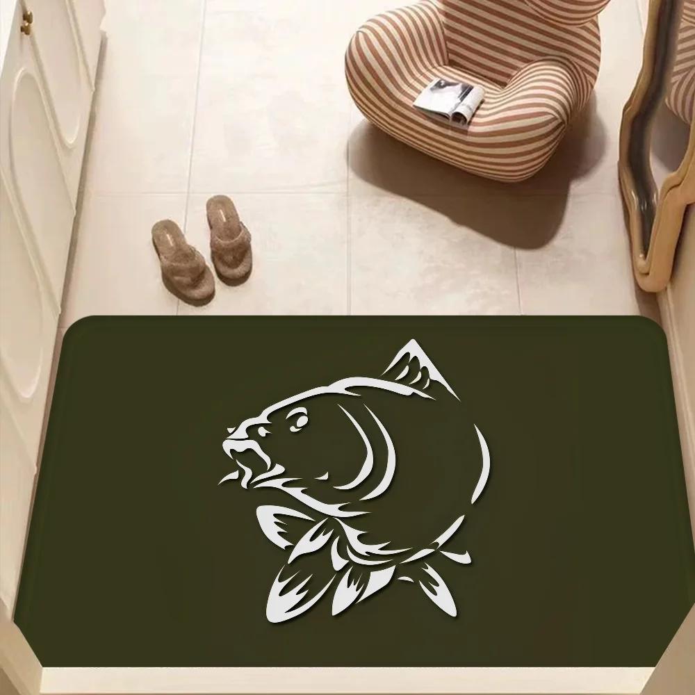 Nash Fishing Logo Floor Mat Bathroom Mat Kids Room Bedroom Decoration Balcony Anti-Slip Doormat Living Room Bedside Area Rugs