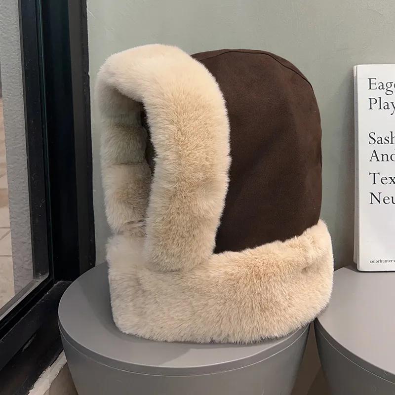 

WTEMPO Замшевый бархат однотонные шапки зимняя защита шеи плюс бархатные велосипедные шапки-бомберы женские теплые шапки-ушанки One Size коричневый