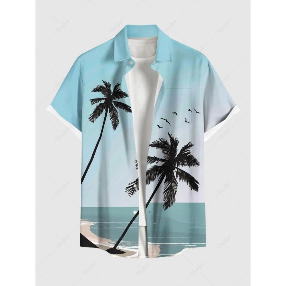 

Summer Adds 3D Printed Hawaiian Shirts with Buttons, Beach Vacation Shirts, Short-sleeved Shirts and Casual Shirts for Men 3XL