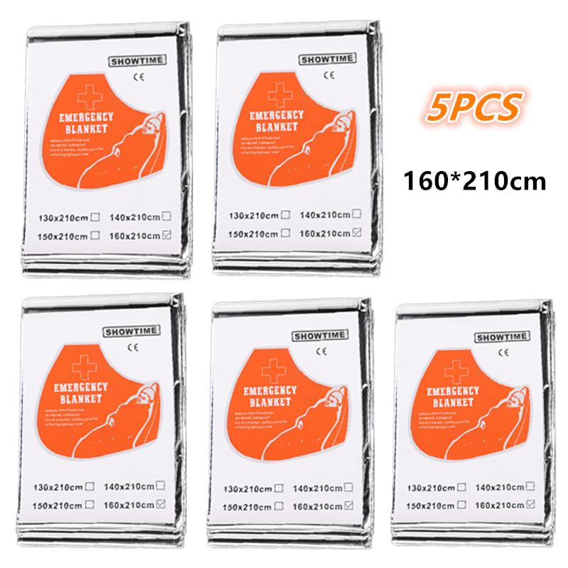 5 Pcs Emergency Reflective Thermal Blanket Space Blanket Designed For Body Warmer Outdoor First Aid Camping Hiking Travel