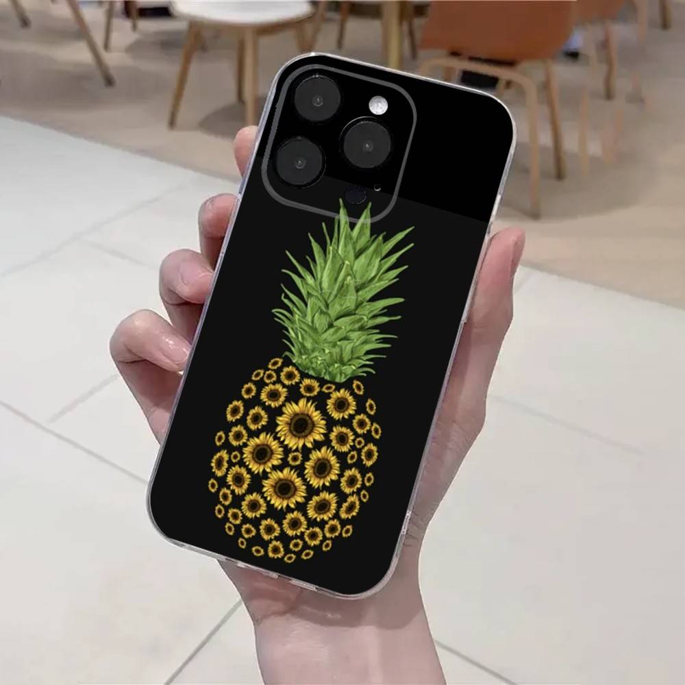 Fruit Pineapple Phone Case For iPhone 16,15,14,13,12,11 Plus,Pro,Max,XR,XS,X,7,8 Plus,SE,Mini Transparent Soft Cover