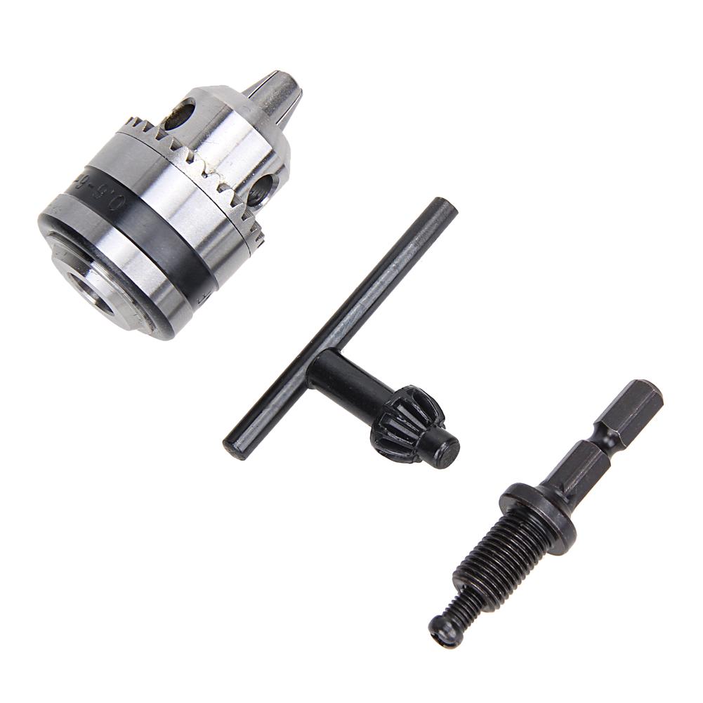 0.6-6mm Keyless Drill with 1/4 Inch Hex Shank 3/8-24UNF Keyless Chuck Conversion Tool Electric Threaded Mount for Impact Driver