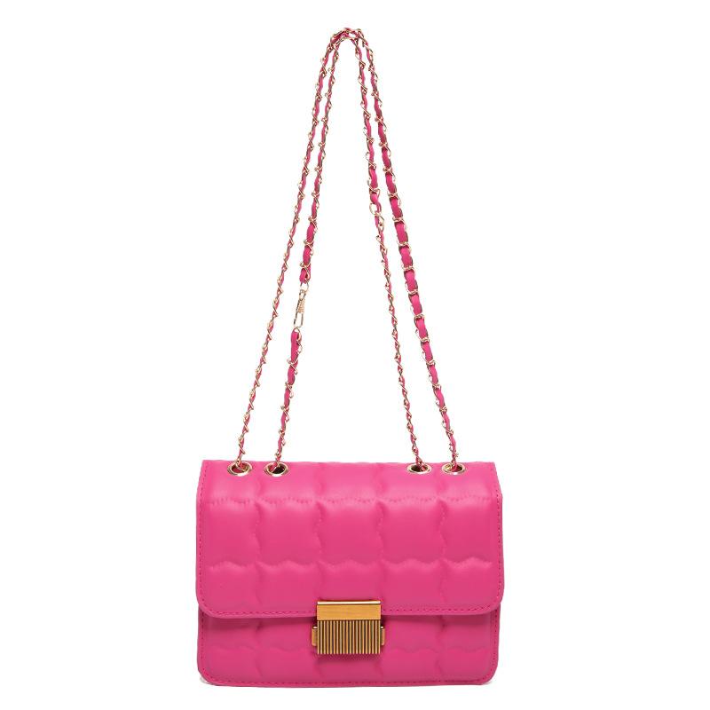 

Fashion cookie pattern small square bag women s 2024 new temperament simple lock chain shoulder bag trendy personalized women s bag рожевий червоний колір