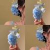 Temperament Blau Blume Haarklammer Entenschnabel Seitenhaarspange Spangen Reise Party Haarschmuck