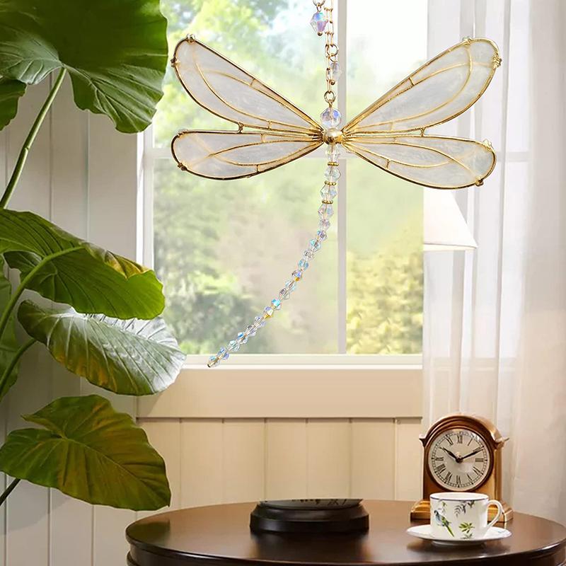 '1PC Creative Metal Epoxy Resin Wing Dragonfly Crystal Suncatcher Garden Wind Chimes Butterfly Home Decor Window Car Ornaments