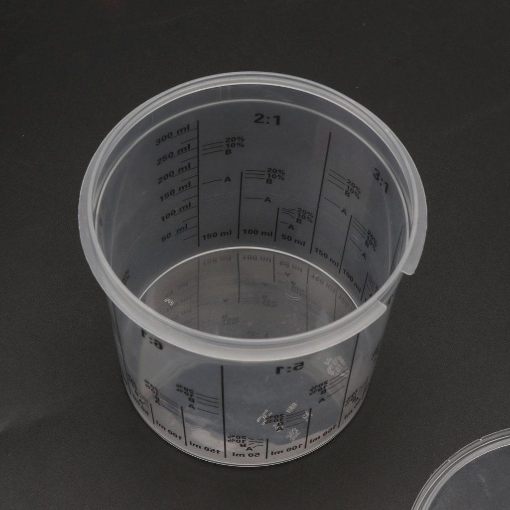 Calibrated Mixing Ratios Disposable Clear Graduated Plastic Mixing Cups for Paint UV Resin Epoxy 400ml Measuring Ratios