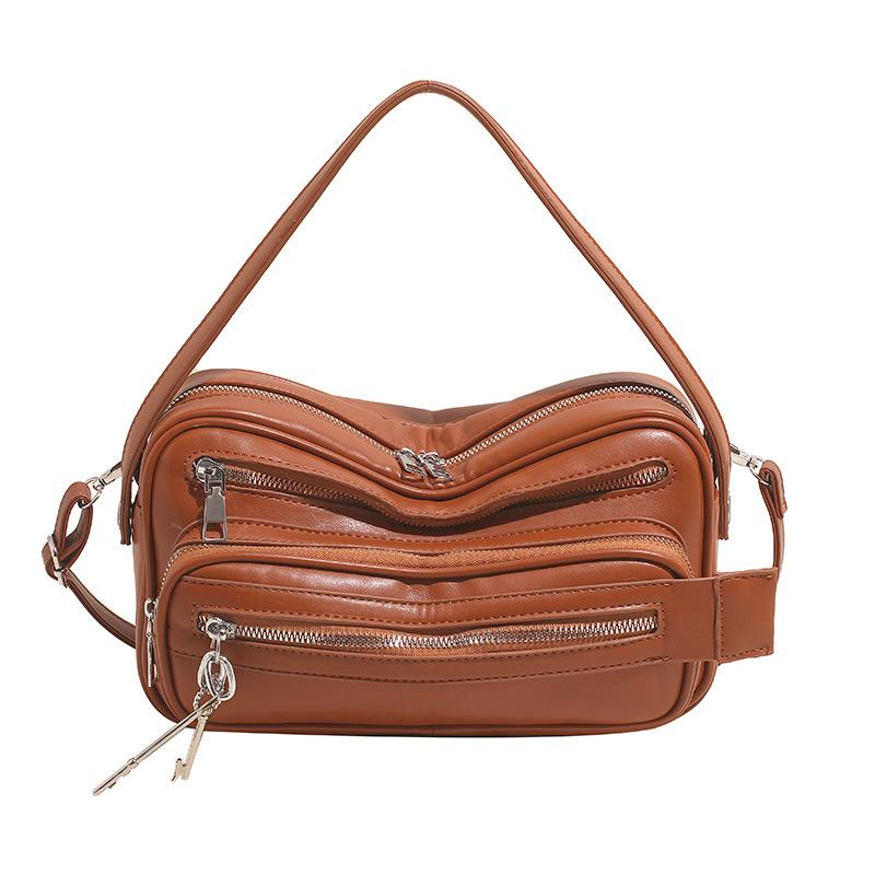 

Soft PU Leather Messenger Bag for Women Multiple Zippers Shoulder Bag Casual Handbag Big Travel Crossbody Bags Large Capacity