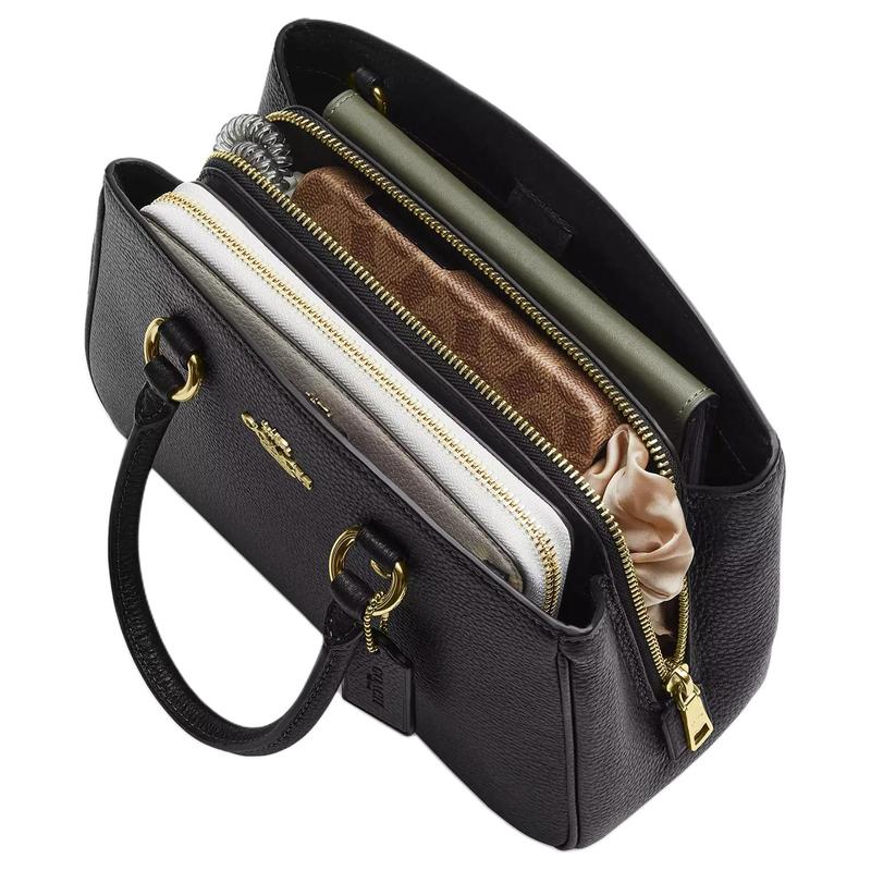 Coach Savannah 28 Logo Pebbled Leather Shoulder Handbag Large Women's Black