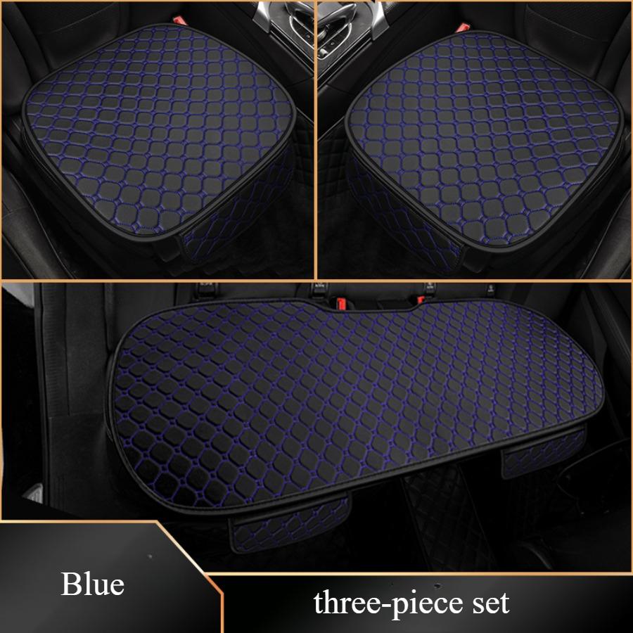 

3-pc Set PU Leather Seat Cushions , 2 Car Front Seat Covers and 1 Rear Bench Cover for Automotive, SUV, Truck,Van Artificial Leather&Four Seasons синий