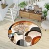 Tropical Leaf Round Rug Boho Plant Print Carpet Stylish Contemporary Abstract Round Floormat for Living Room Bedroom Terrace