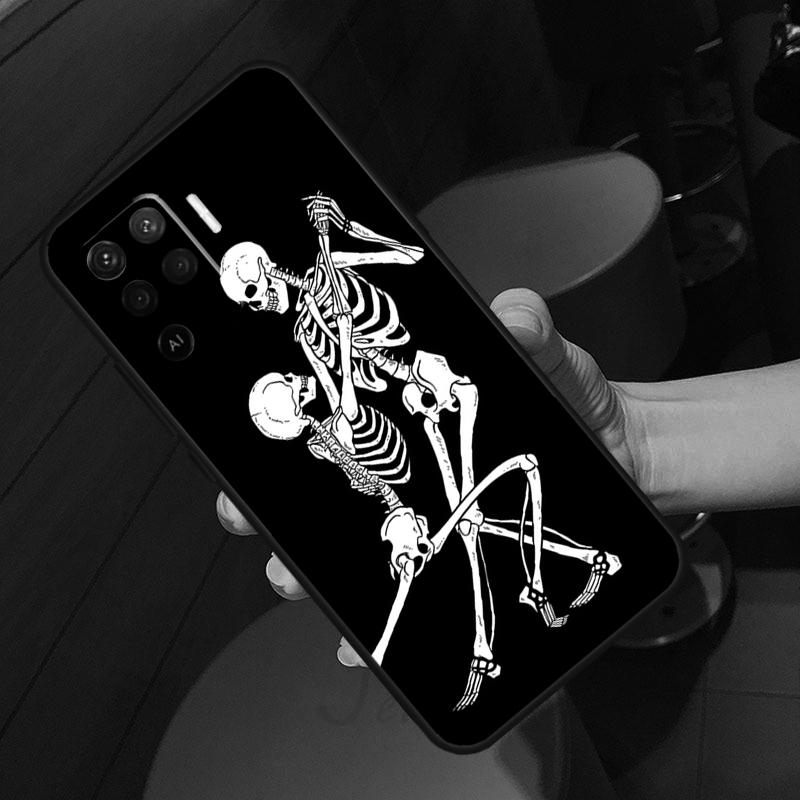 Skeleton Lovers Skull Case For Oppo A18 A38 A58 A78 A98 A60 A80 A40 A96 A76 A16 A94 A74 A54 A15 A17 A57 A77 A5 Pro