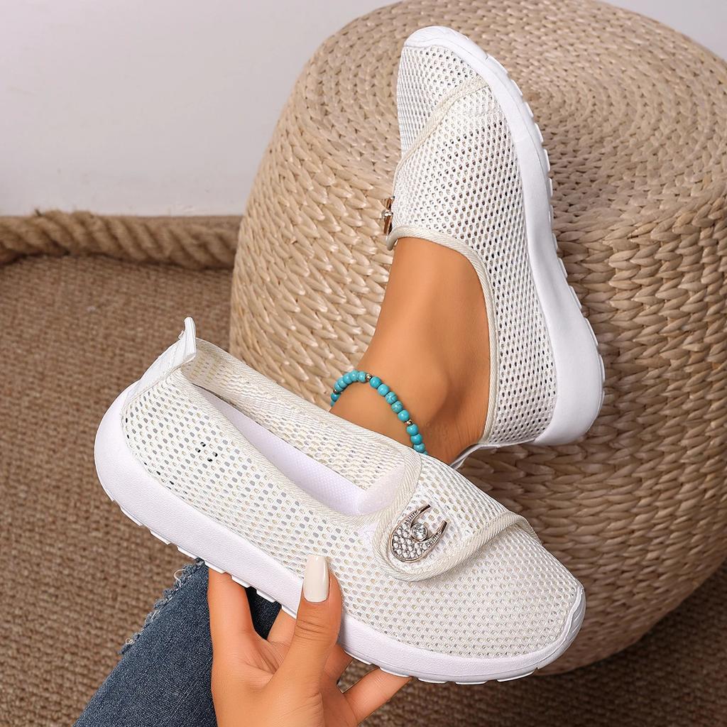 Fashion 2025 New Women Sneakers Mesh Breathable Knit Sneakers Comfortable Casual Outdoor Shoes Lightweight Low Top Casual Shoes Women