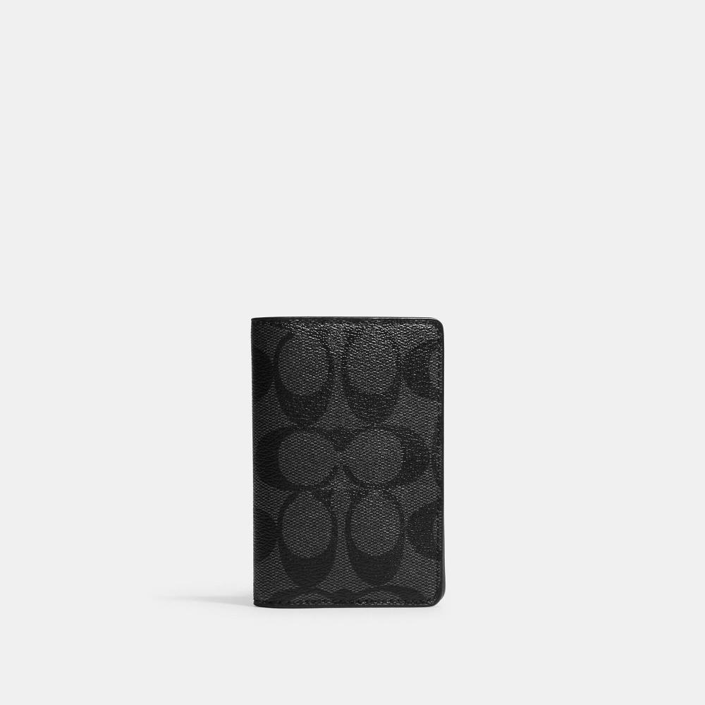 

Кошелек Coach Id из канвы Signature темно-серый, бронзовый