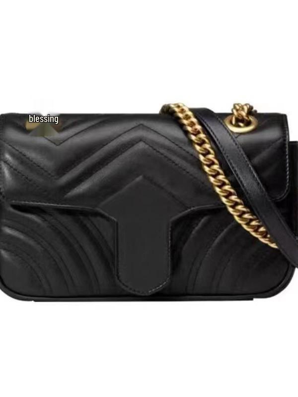 

Classic Retro Double G Heart Wave Crossbody Bag: Women s Genuine Leather Mini Marmont Shoulder Bag Large чорний