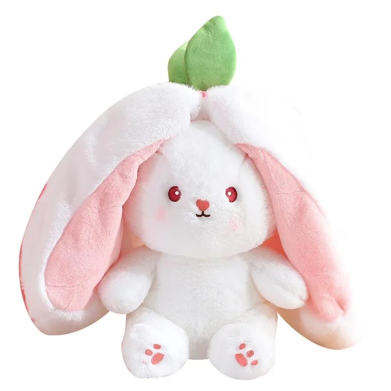 Brinquedo de Pelúcia Divertido Joy Kawaii Fruta Coelho Fofo Cenoura Morango Transformam-se em Coelho Brinquedo de Pelúcia Presente de Aniversário de Natal para Crianças