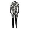 Damen Halloween Langarm Digitaldruck Slim Jumpsuit Bodysuit Cosplay Kostüm