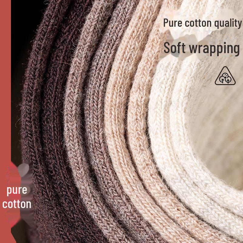 Women's Retro Twist Pure Cotton Mid-Tube Socks - Antibacterial, Deodorant, Autumn/Winter, White Long Socks.