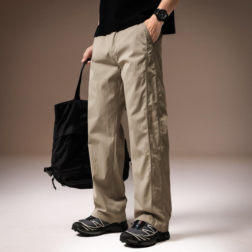 High-end Retro Tooling Functional Wind Straight Casual Pants Men's Spring and Summer Tide Brand Solid Color Simple and Versatile Loose Wide-leg Pants