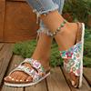 Fashion Leisure Print Buckle Decor Flat Slippers Women 2025 Summer Thick Sole Platform Sandals Plus Size Comfort Light Non Slip Flats