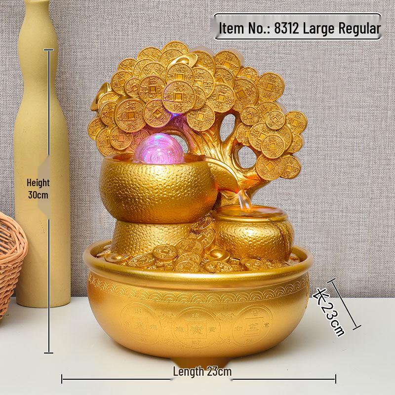 Exquisite Desktop Landscape Lamp with Lucky Cat, Money Tree, and Humidifier - Creative Gift Ornament