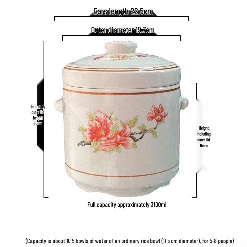 WuTuo Ceramic Double-Boiler Stew Pot