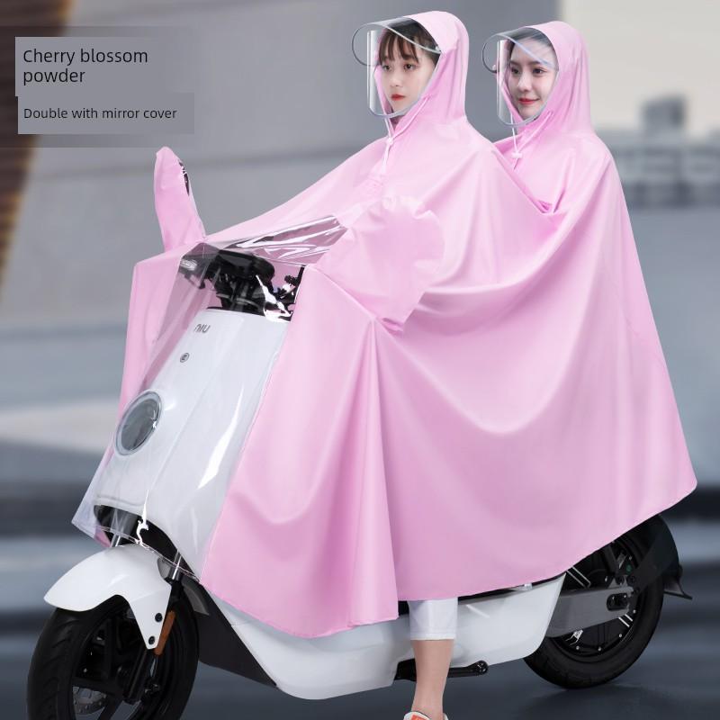 Fashionable Electric Scooter Raincoat, New Long Version for Single or Double Riders, Full-Body Storm-Proof Riding Poncho