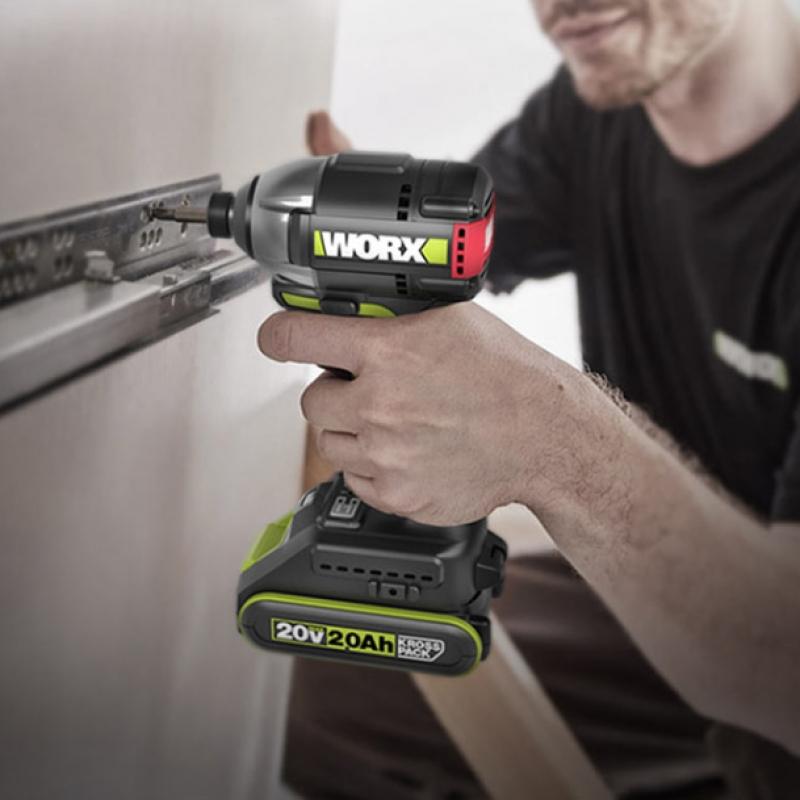 Works Charging Impact Driver Hammer Drill Combo Kit 20V 2.0 Ah BL WU932