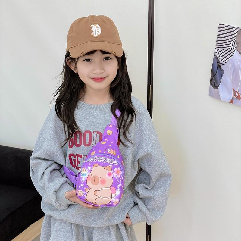 Cartoon Capybara Backpack Crossbody Bag Cute Printed Chest Bag  Storage Bag For Kids Portable Gift For Girls Boys
