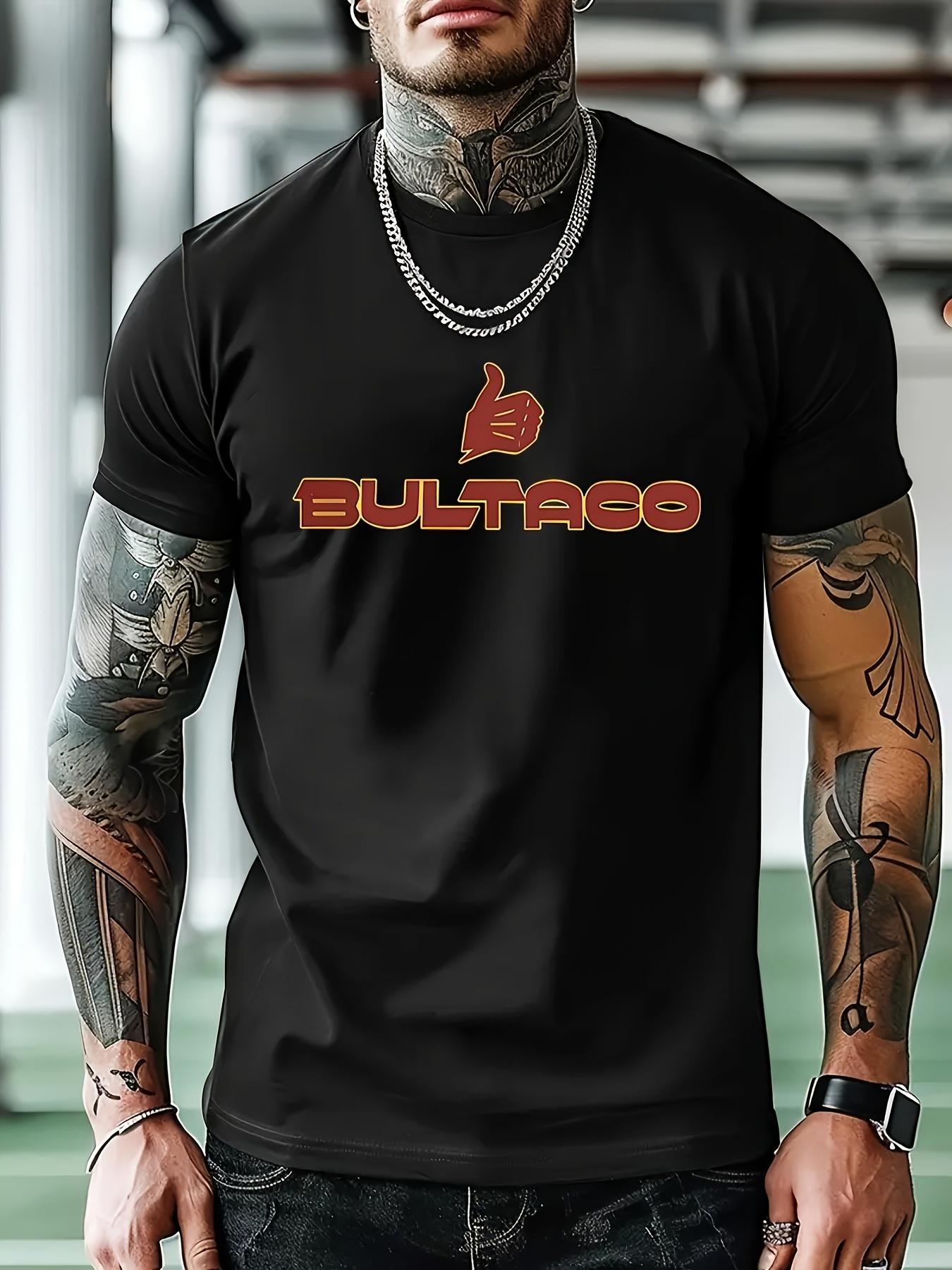 Casual Bultaco Graphic T-shirt - Red Short Sleeve Crew Neck Tee with Intricate Tattoo Design XXXXL