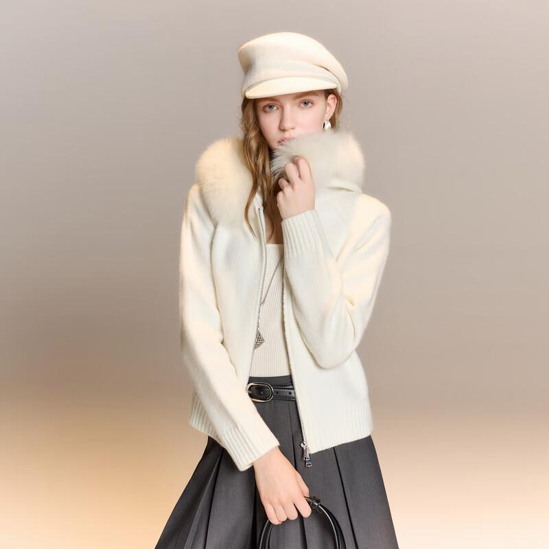 

Sancai 2025 Winter Hooded Zip-Up Knit Cardigan M