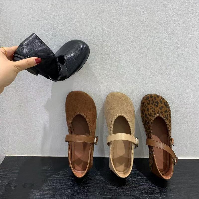 Nowy Styl Jesień Damskie Baleriny Okrągły Nosek Płytkie Wsuwane Damskie Codzienne Buty Baletowe Miękka Skóra Eleganckie Buty do Sukienki Zapatos Mujer